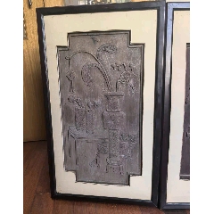 精品清早期老木雕博古圖人物故事掛屏一對(duì)掛件裝飾品_
