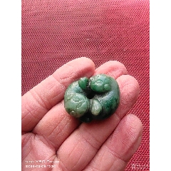 清晚民國翡翠雙歡掛件