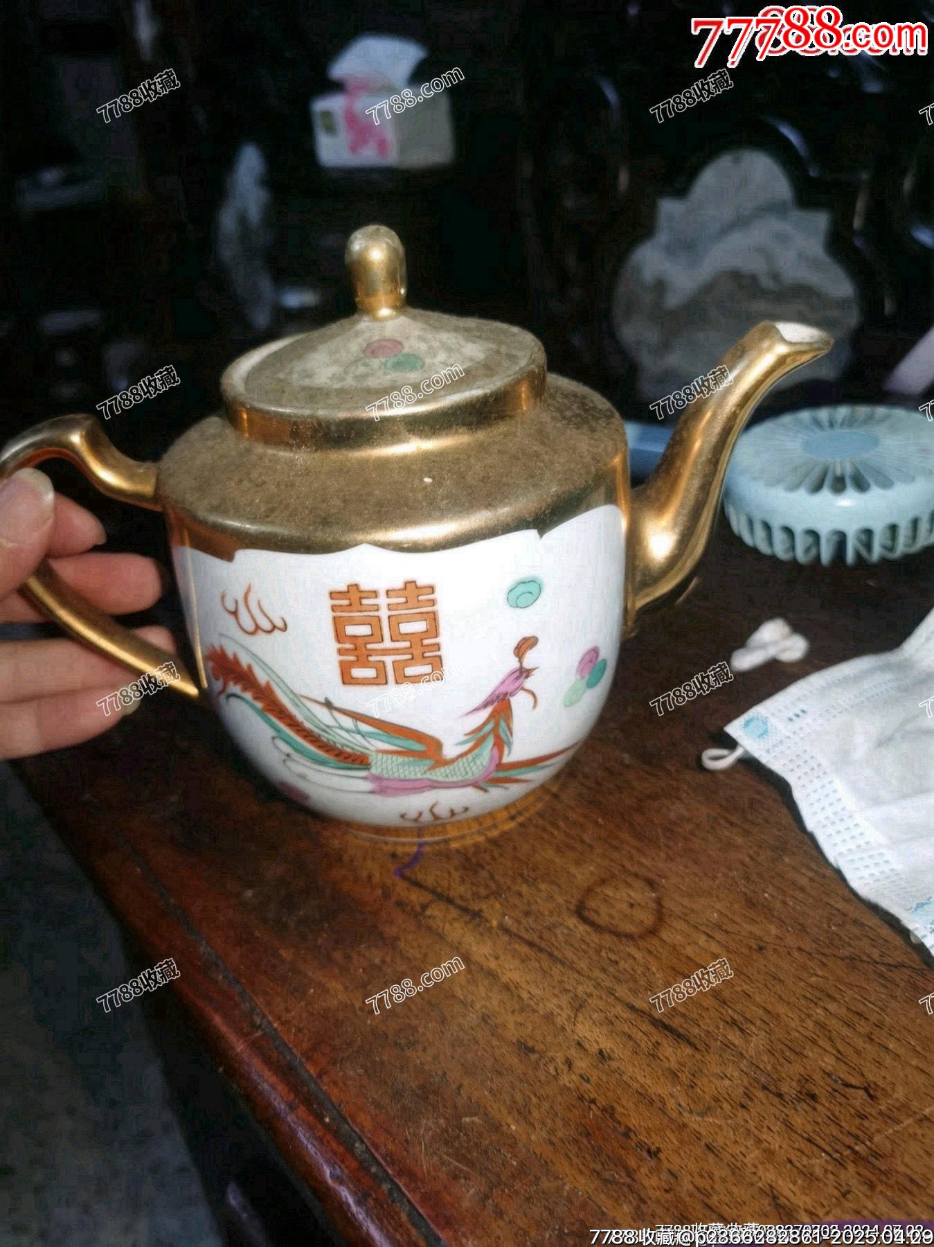 五六七老景德鎮(zhèn)粉彩龍鳳描金茶壺完整，如圖所示發(fā)貨_價格39元_第4張_