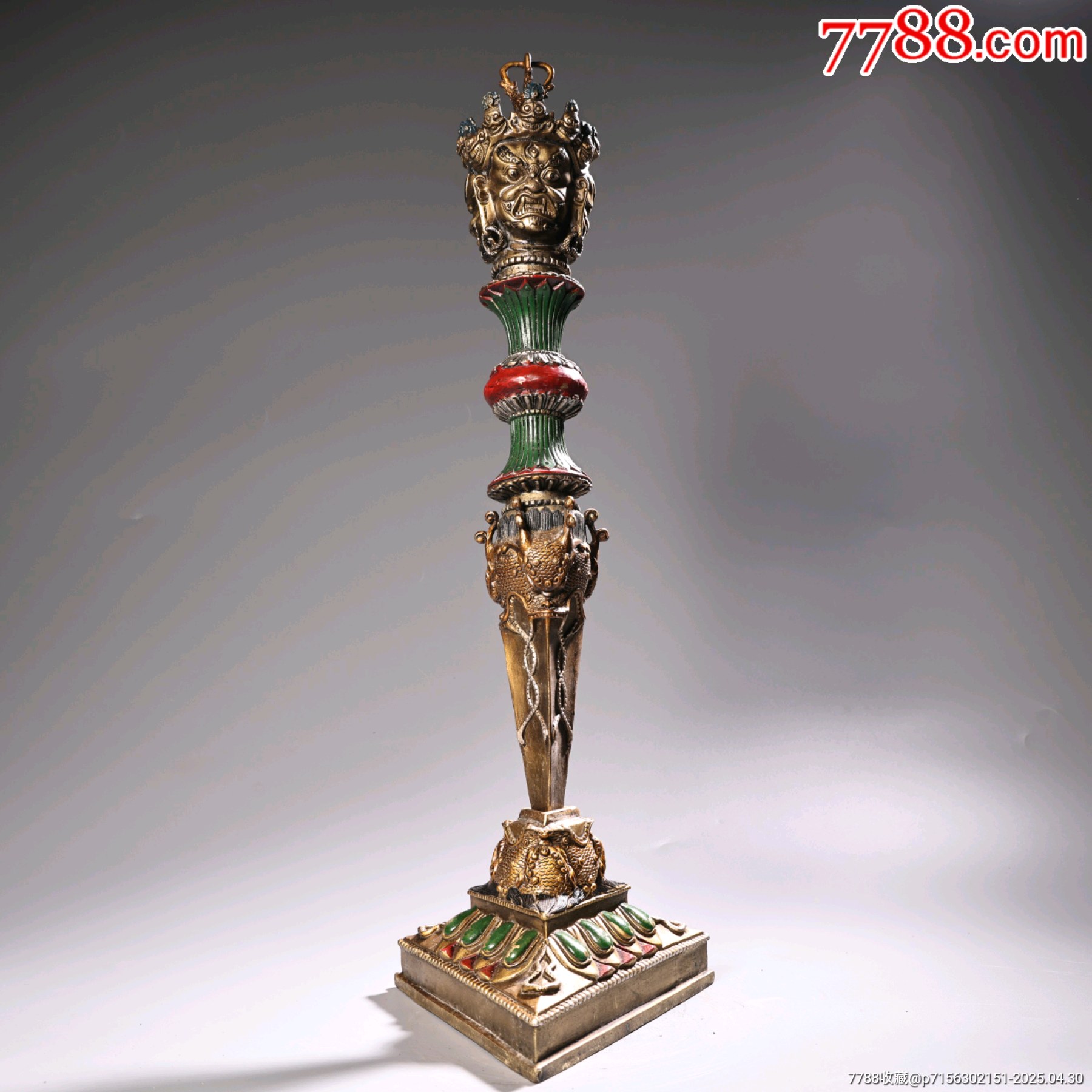 珍品旧藏收纯铜全铜彩绘描金普巴金刚降魔杵法器-价格:888元-au41152126- 其它佛/道藏品 -加价-7788收藏__收藏热线