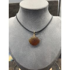 純天然緬甸棕紅珀平安鎖