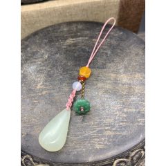 精品新疆和田玉水滴手機(jī)掛件