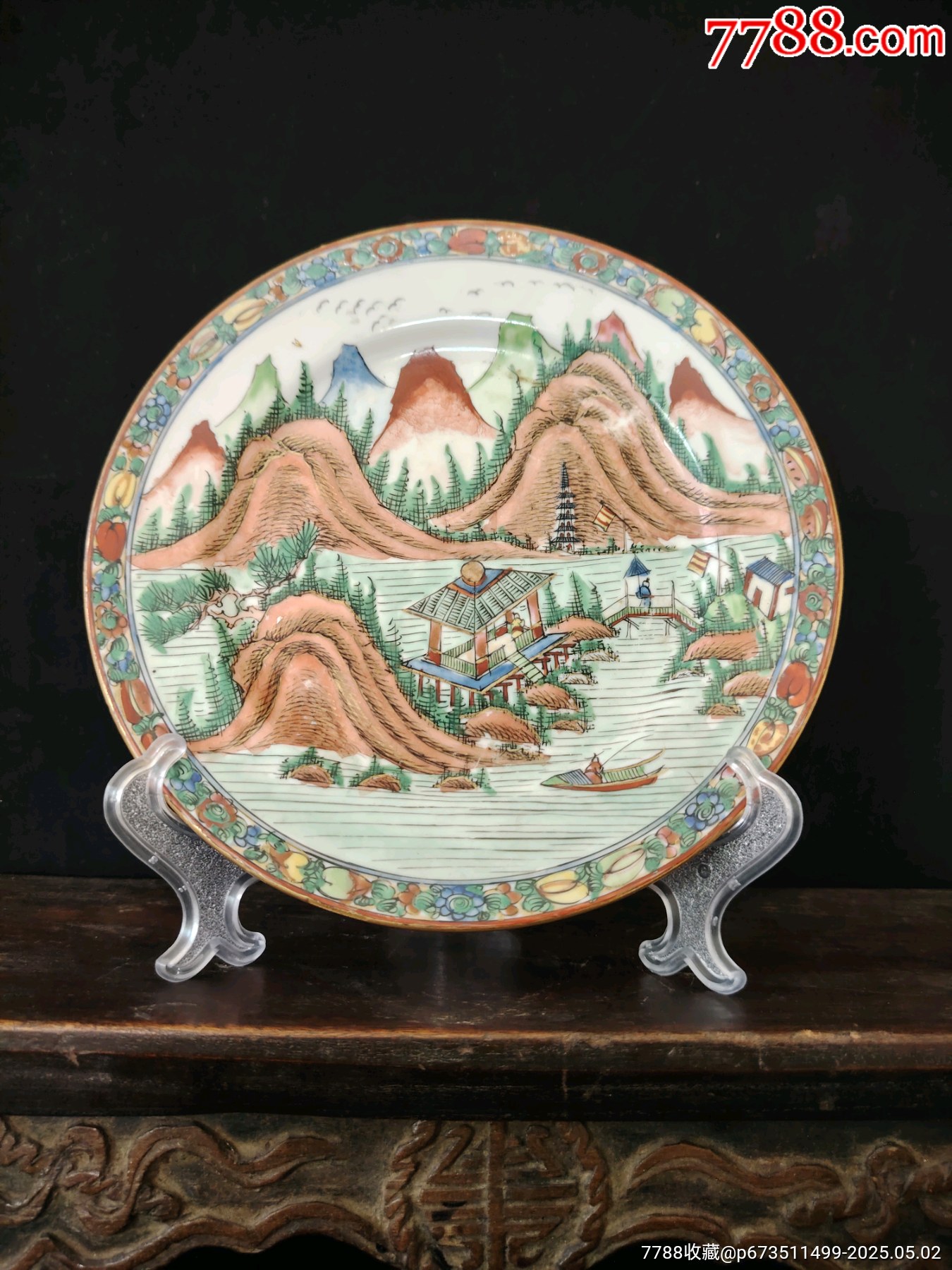 1912-1928年（民國早期）廣彩湖光山色風(fēng)景畫賞盤畫片非常好的融合了中國水_價格768元_第1張_