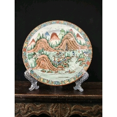 1912-1928年（民國(guó)早期）廣彩湖光山色風(fēng)景畫(huà)賞盤(pán)畫(huà)片非常好的融合了中國(guó)水(zc41169501)