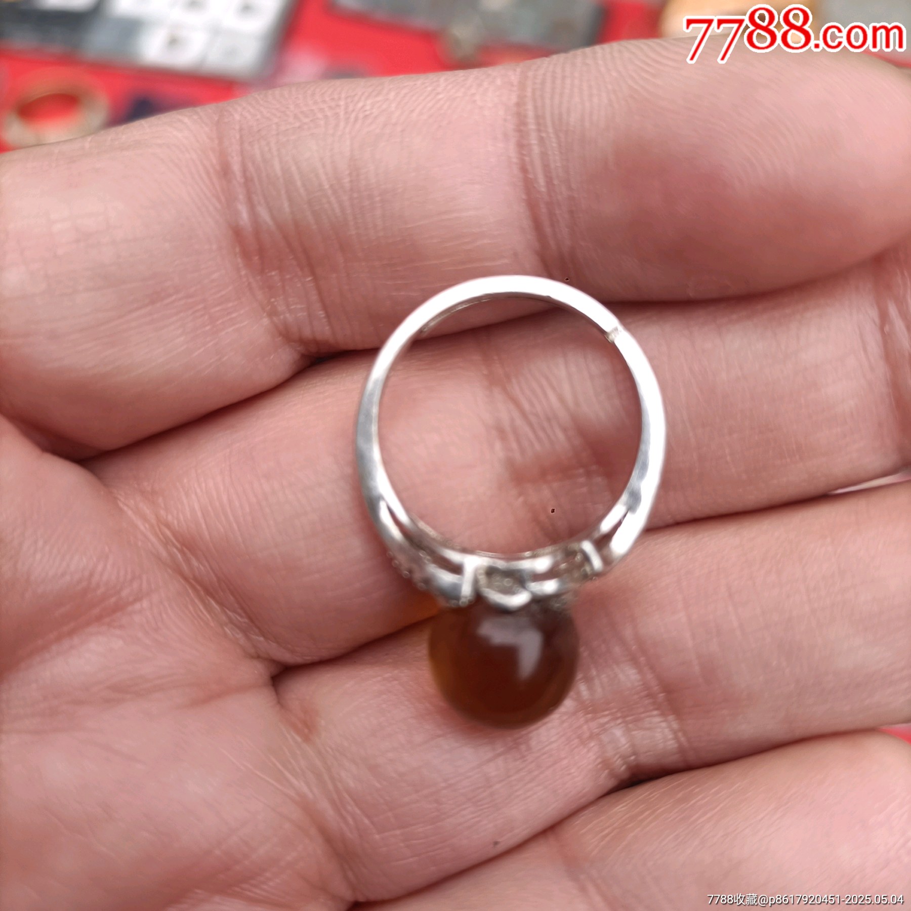 銀戒指琥珀戒指面_價格10元【溢寶齋】_第2張_