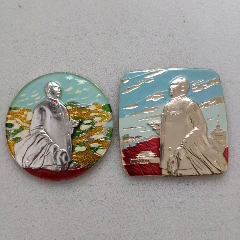 稀少的老油彩視察章一對(duì)（6.2cm）(zc41189693)