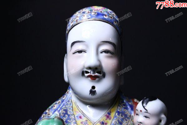 清晚期：特大型粉彩財(cái)神爺抱童子造像57㎝，景德鎮(zhèn)“福建會(huì)館”款！_價(jià)格1988元【優(yōu)品好店】_第3張_