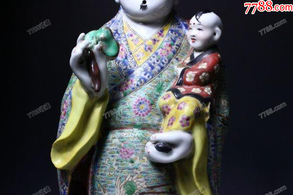 清晚期：特大型粉彩財(cái)神爺抱童子造像57㎝，景德鎮(zhèn)“福建會(huì)館”款！_價(jià)格1988元【優(yōu)品好店】_第4張_