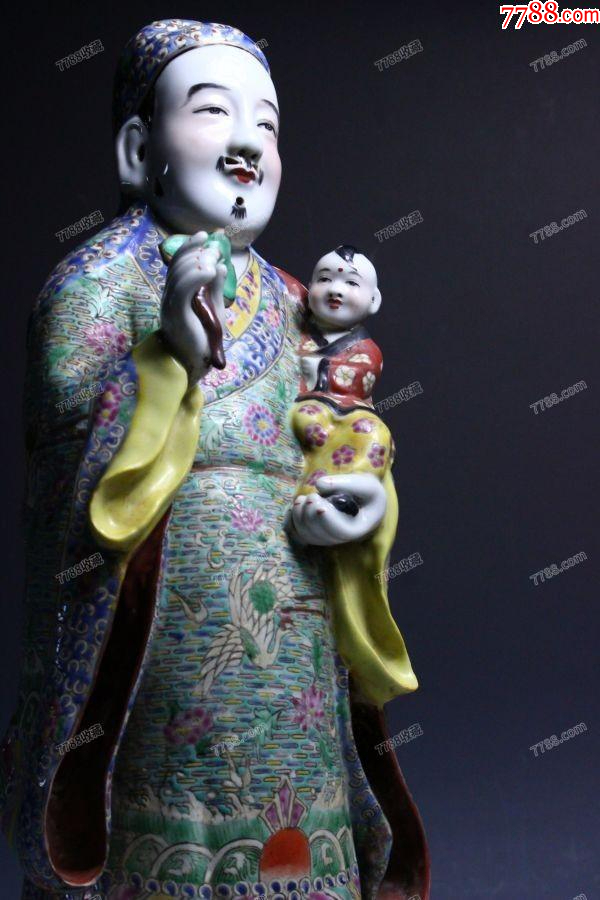 清晚期：特大型粉彩財(cái)神爺抱童子造像57㎝，景德鎮(zhèn)“福建會(huì)館”款！_價(jià)格1988元【優(yōu)品好店】_第10張_