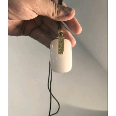 新疆羊脂白金絲玉一帆風順鑲嵌款平安無事牌吊墜_