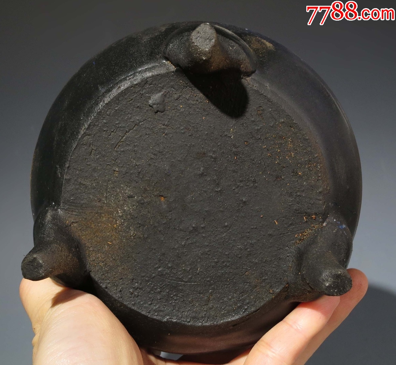 清晚期：藍(lán)釉三足雙耳香爐（本站已鑒定）_價(jià)格288元【優(yōu)品好店】_第8張_