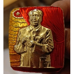 長方形扮手指毛主席像章_