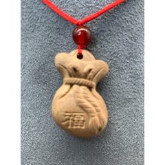 純天然桃木福袋掛件