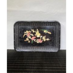 獨(dú)板紫檀鑲貝殼喜鵲登梅盤子，(au41290688)_子健老貨