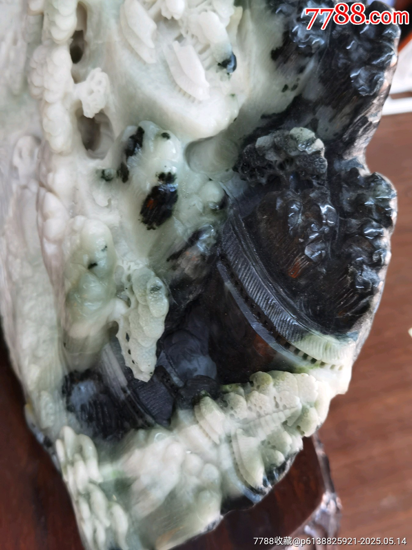 獨山玉，帶雕刻大師倪東方雕刻贈送品，外觀，黑白色，雕件，_價格889元_第13張_