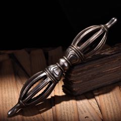 珍品舊藏西藏收藏傳工藝雕刻鐵九股多杰降魔杵法器_