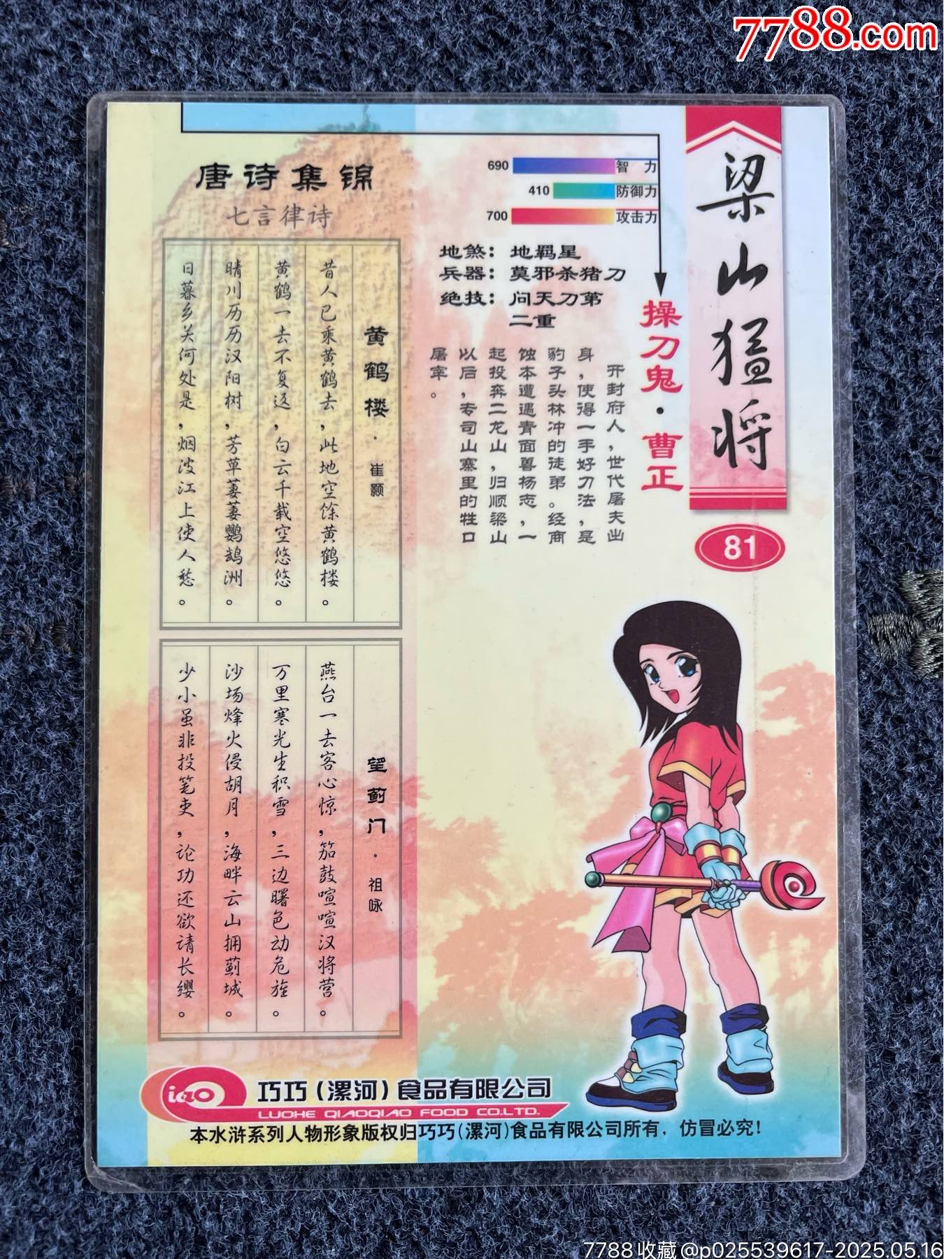 巧巧果凍水滸墊板-曹正（冷門周邊）_價格130元_第2張_