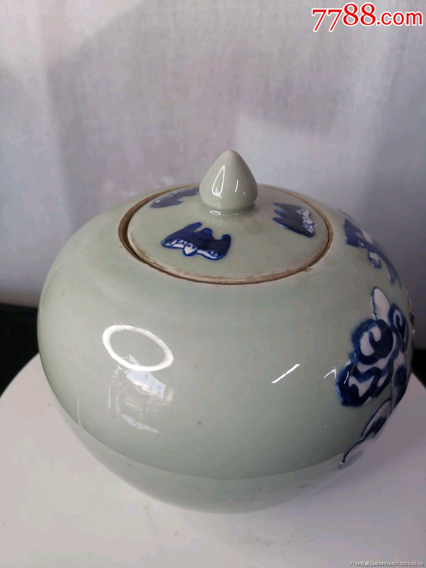 晚清豆青地青花人物故事圖蓋罐_價(jià)格547元_第5張_