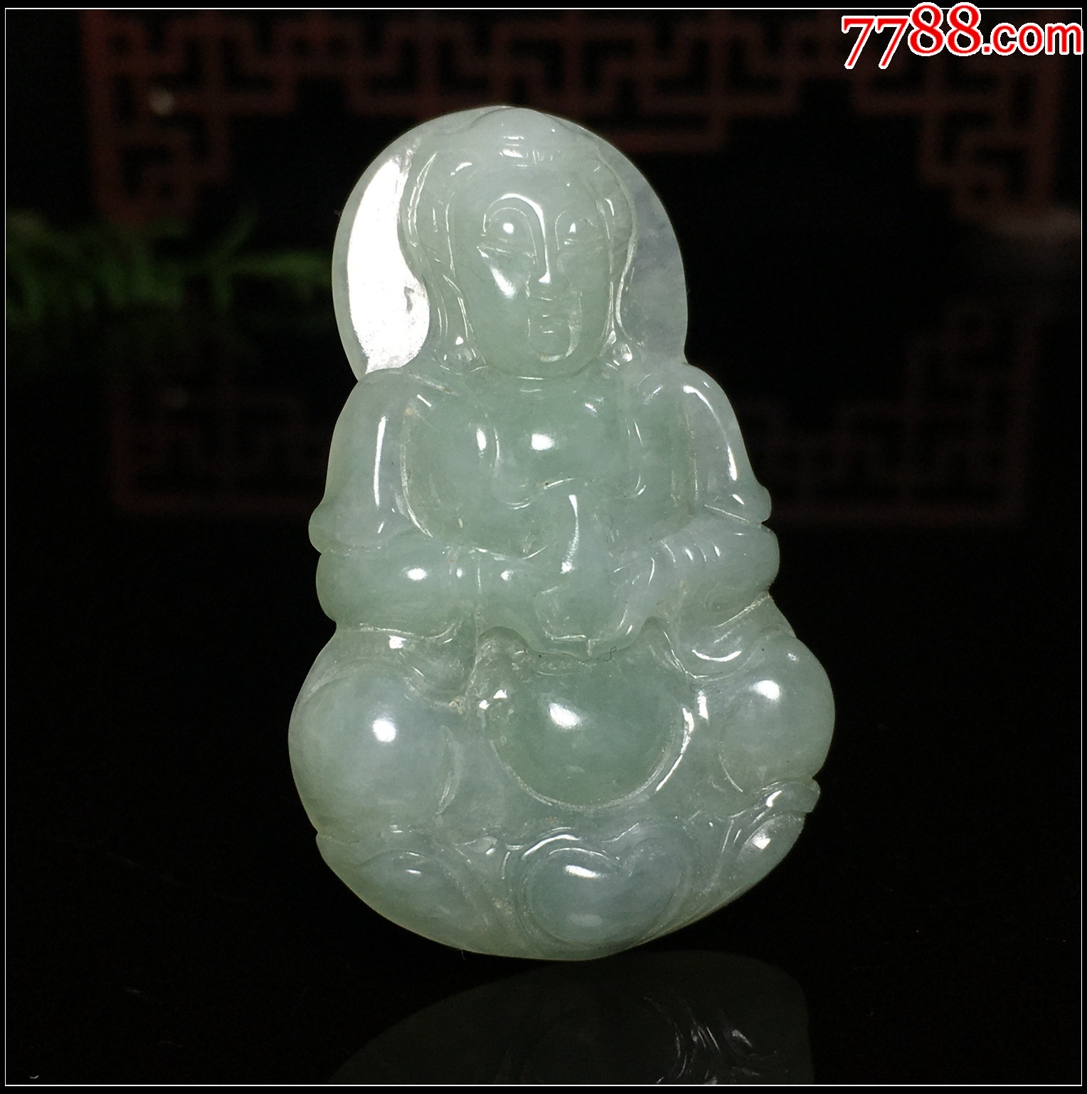 緬甸翡翠A貨豆綠玉觀音吊墜_價(jià)格880元_第2張_