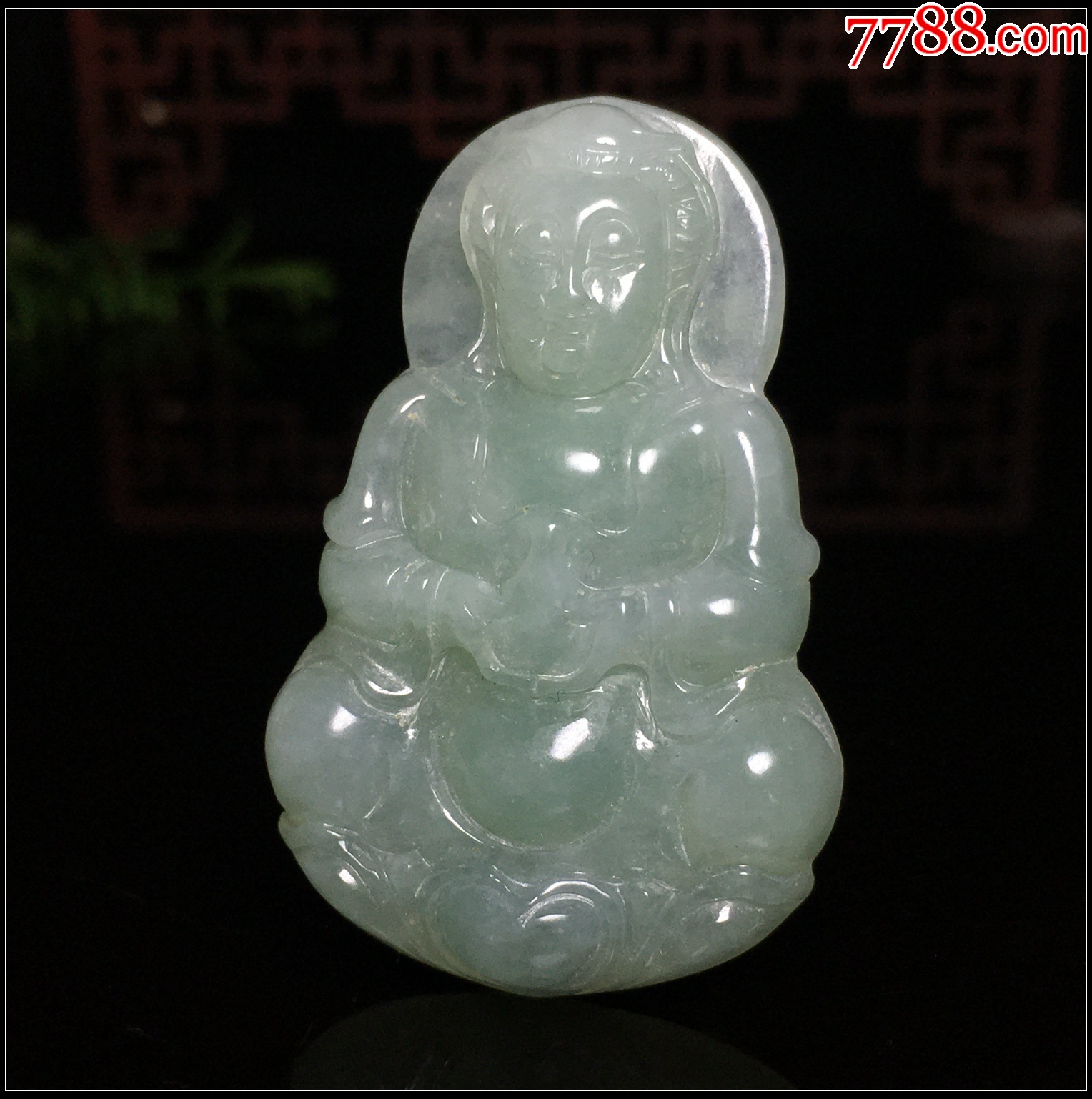 緬甸翡翠A貨豆綠玉觀音吊墜_價(jià)格880元_第3張_