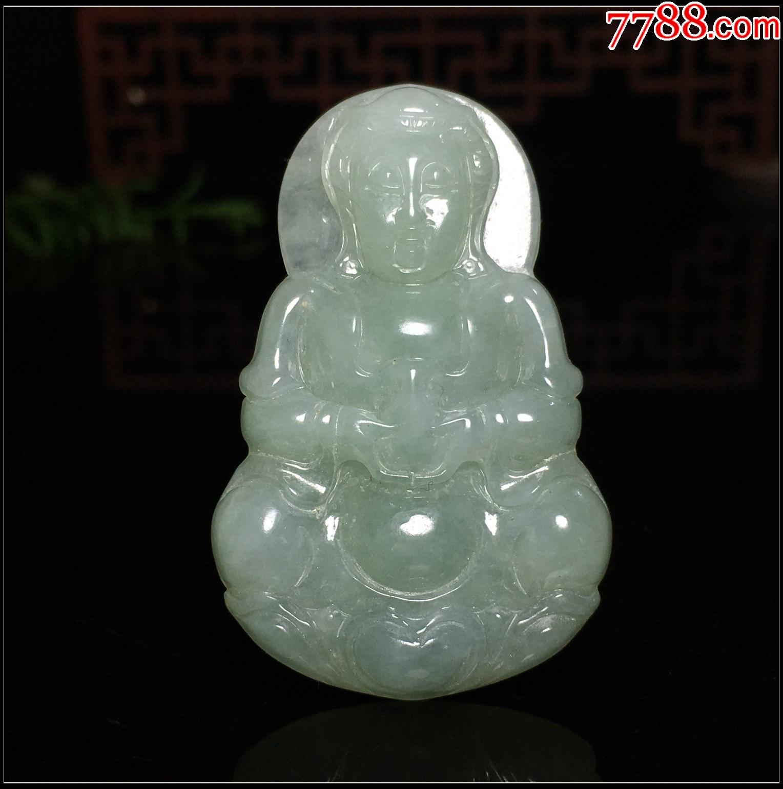 緬甸翡翠A貨豆綠玉觀音吊墜_價(jià)格880元_第4張_