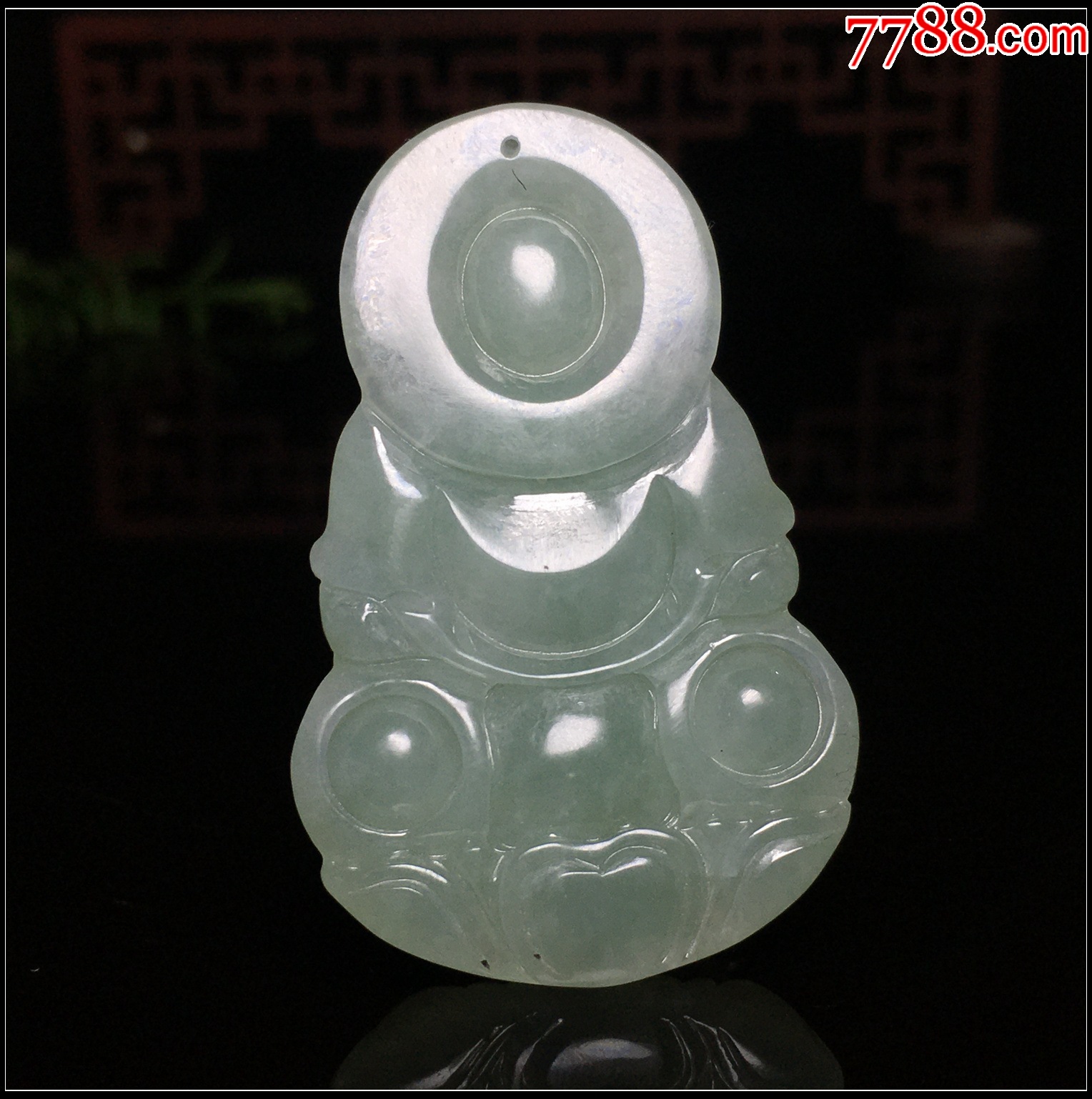 緬甸翡翠A貨豆綠玉觀音吊墜_價(jià)格880元_第5張_