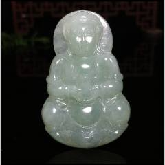 緬甸翡翠A貨豆綠玉觀音吊墜