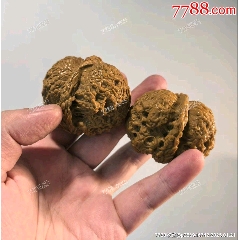 回流精品老核雕一對把玩件滿雕羅漢人物_