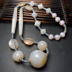 珍藏遼金老瑪瑙翎管搭配老瑪瑙糖球編制項(xiàng)鏈(au41320789)_子健老貨