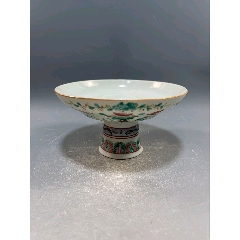 晚清同治細(xì)路粉彩四季花卉紋高足貢盤(pán)
