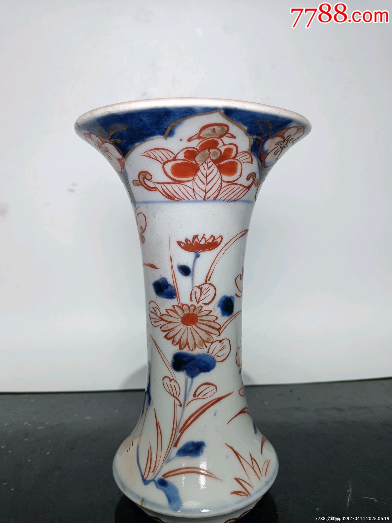 全美品清康熙青花礬紅蝶戀花紋花孤_價(jià)格1875元_第6張_