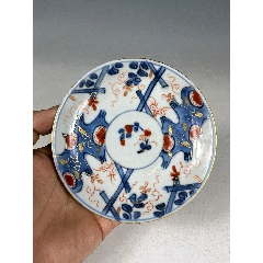 （全品）清康熙青花礬紅描金花卉紋盤尺寸：直徑12.2厘米