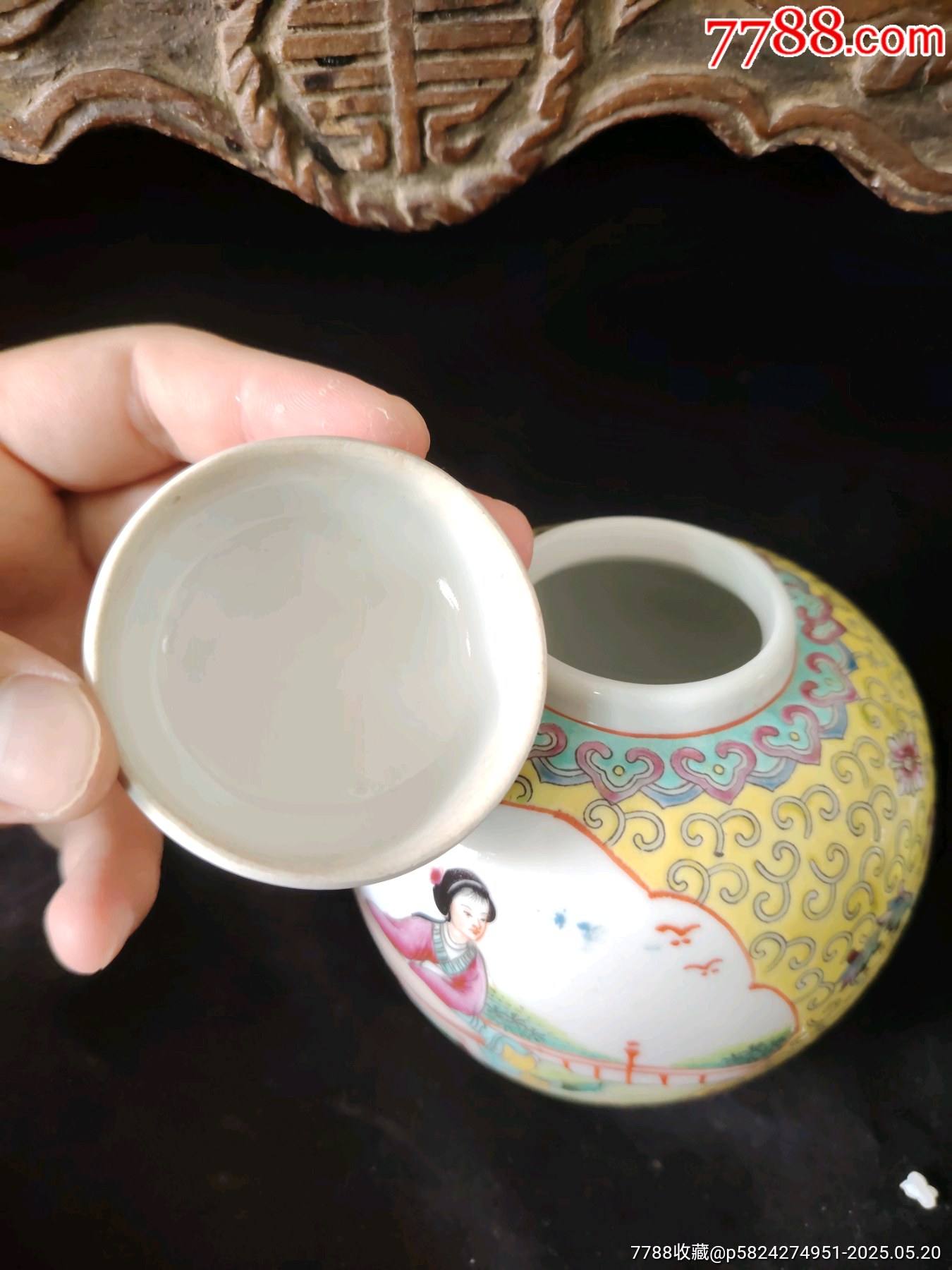 解放初50年代圓章款細(xì)路粉彩開窗三娘教子罐高度：11cm品相：全品，回流貨，_價(jià)格491元_第8張_