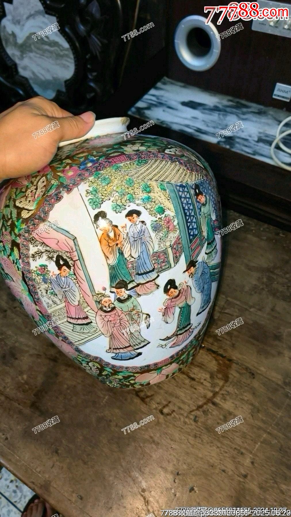 老廣彩人物大瓶大罐滿彩滿工精工細(xì)作，口邊有一點(diǎn)點(diǎn)修補(bǔ)，如圖所示發(fā)貨_價(jià)格153元_第4張_