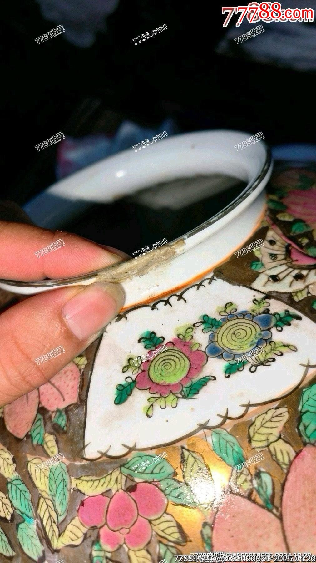 老廣彩人物大瓶大罐滿彩滿工精工細(xì)作，口邊有一點(diǎn)點(diǎn)修補(bǔ)，如圖所示發(fā)貨_價(jià)格153元_第9張_