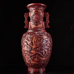 珍品旧藏收高浮雕漆器罐工艺精湛器形精美-漆瓶-7788旧书网