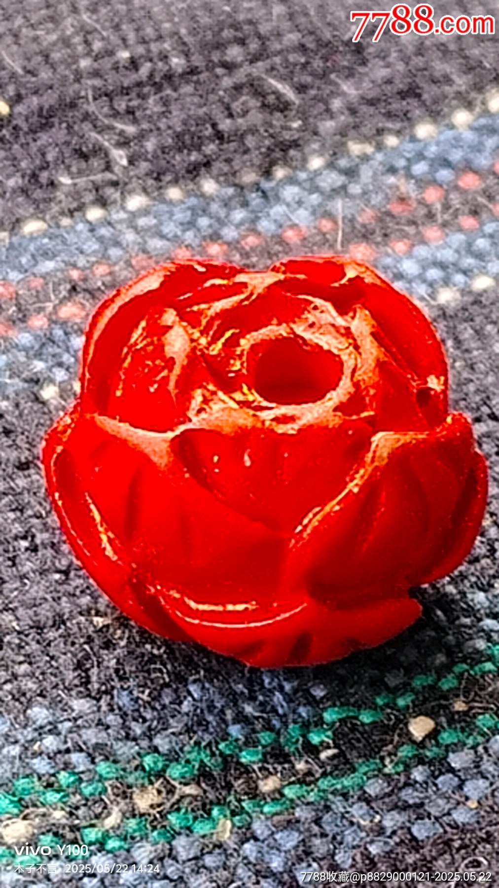 朱砂蓮花掛件，（手工雕刻）_價(jià)格28元【嘉禾古玩】_第1張_