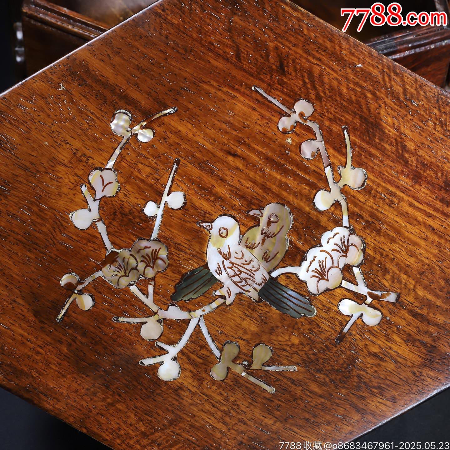 花梨木鑲貝殼手提六角多層食盒，_價(jià)格888元【子健老貨】_第4張_