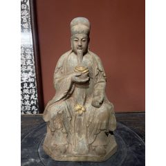 財(cái)神到。木雕彩繪。_