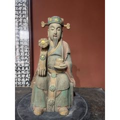 財(cái)神到。木雕彩繪。_