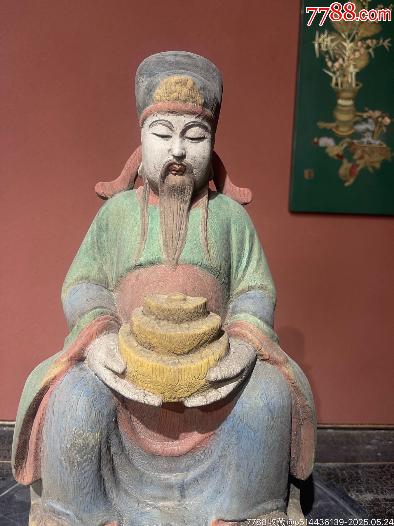 財(cái)神到。木雕彩繪_價(jià)格888元【子健老貨】_第2張_