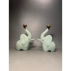 567瓷器／五朵金花／宜興青瓷／宜興老青瓷象／有趣／點(diǎn)彩精典／釉水一流／萬里無云