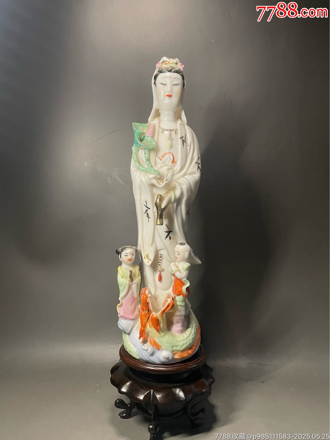 567瓷器／高白泥高白釉／立蓮觀音擺件+老送子觀音，老滴水觀音，釉水一流，全品難_價(jià)格562元_第1張_