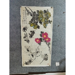 著名的評劇家，新鳳霞，吳祖光合作國畫一幅，萬里舊藏，品相實(shí)物請老師個人鑒定看圖片
