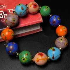 珍藏佛家老琉璃鳳眼手鏈，_
