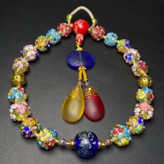 老料流光溢彩花琉璃十八子佛珠手串_