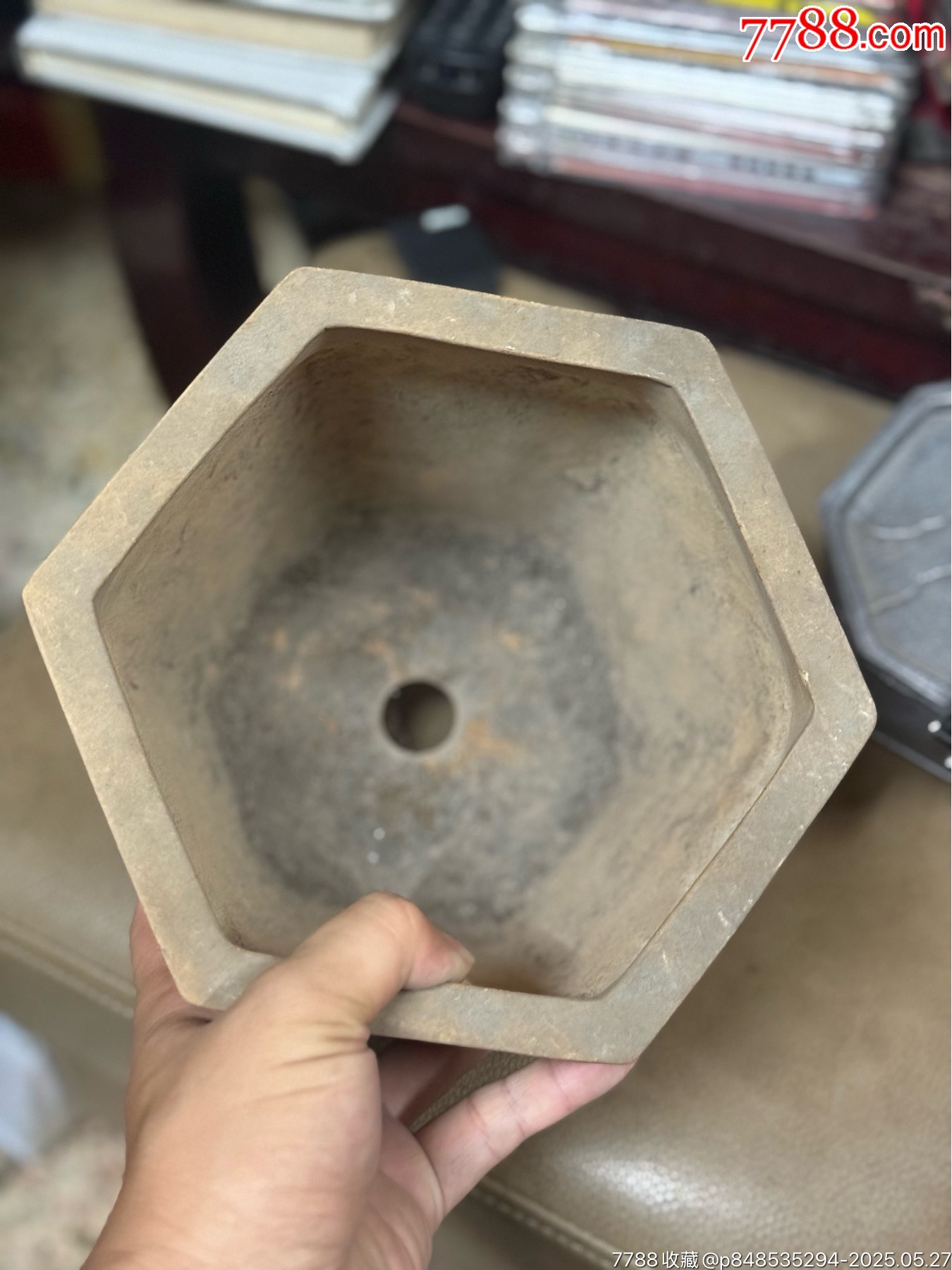 老段泥紫砂六角花盆，雕刻精致，完整，如圖所見發(fā)貨_價格96元_第9張_