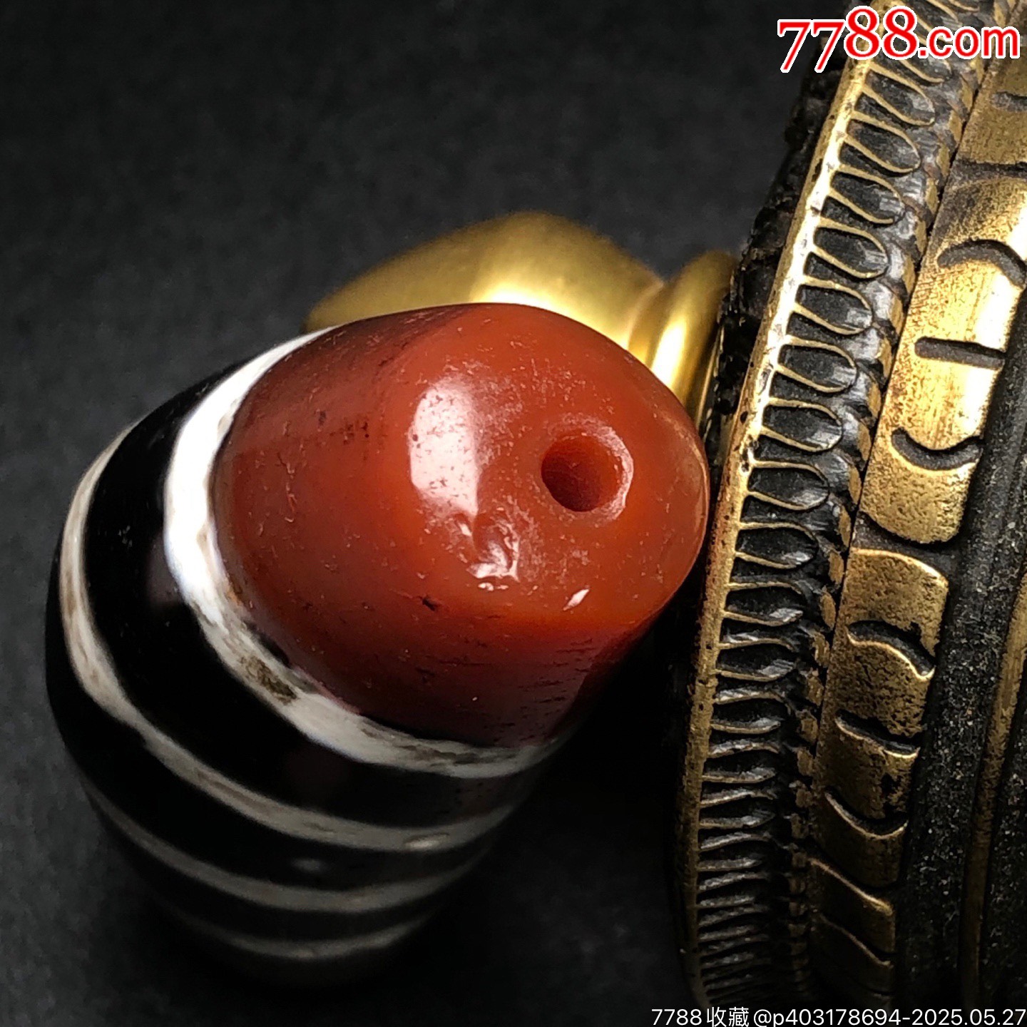 藏區(qū)回流老料高油包漿牛角【四線天珠】_價格299元【子健老貨】_第3張_