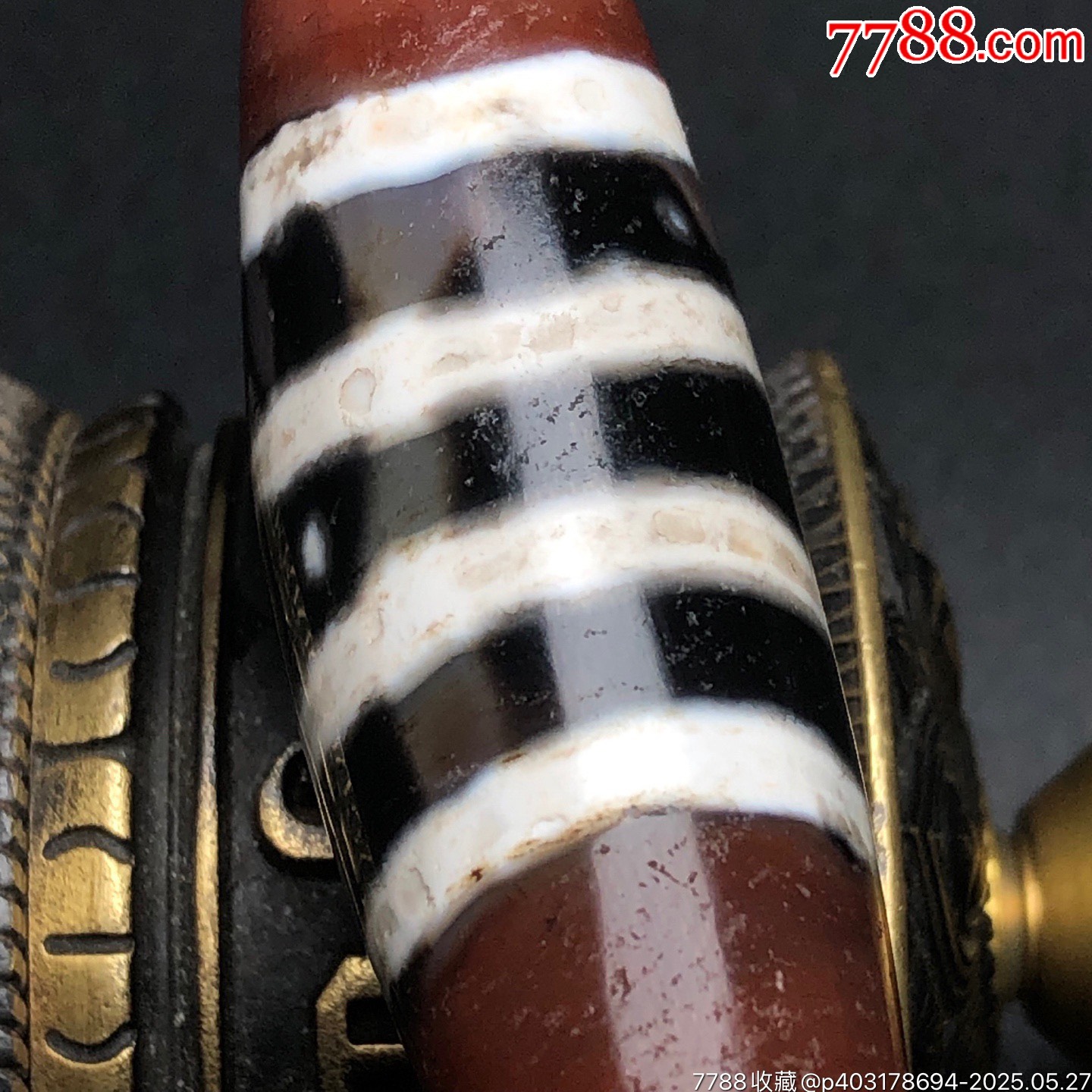 藏區(qū)回流老料高油包漿牛角【四線天珠】_價格299元【子健老貨】_第7張_