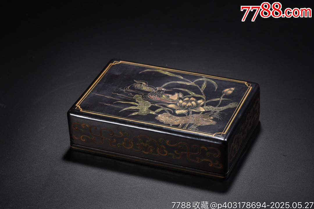 老木胎描真金漆器鴛鴦圖文房盒_價格1299元【子健老貨】_第1張_